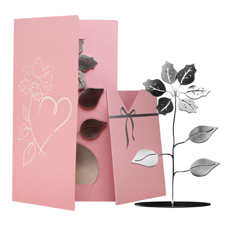 Little flower within an old rose greeting card with insert